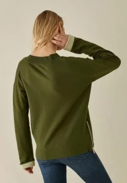 Next Damen TWO TONED V-NECK - Strickpullover - Khaki -Next Großes Kaufhaus 012108c2f9204454986dee74d09e741a