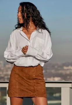 Next Damen MOCK POPPER - Minirock - Tan Brown