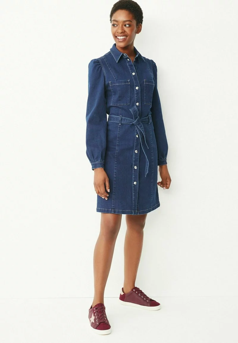Next Damen LONG SLEEVE - Jeanskleid - Dark-blue Denim 1 Next Damen LONG SLEEVE - Jeanskleid - Dark-blue Denim