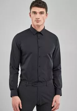 Next Herren WHITE SKINNY FIT SINGLE CUFF EASY CARE SHIRT - Hemd - Black