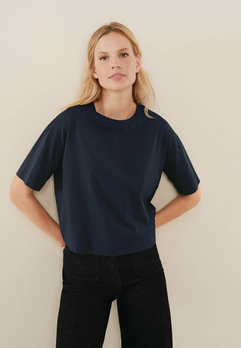 Next Damen BOXY RELAXED FIT - T-Shirt Basic - Dark Blue 1 Next Damen BOXY RELAXED FIT - T-Shirt Basic - Dark Blue