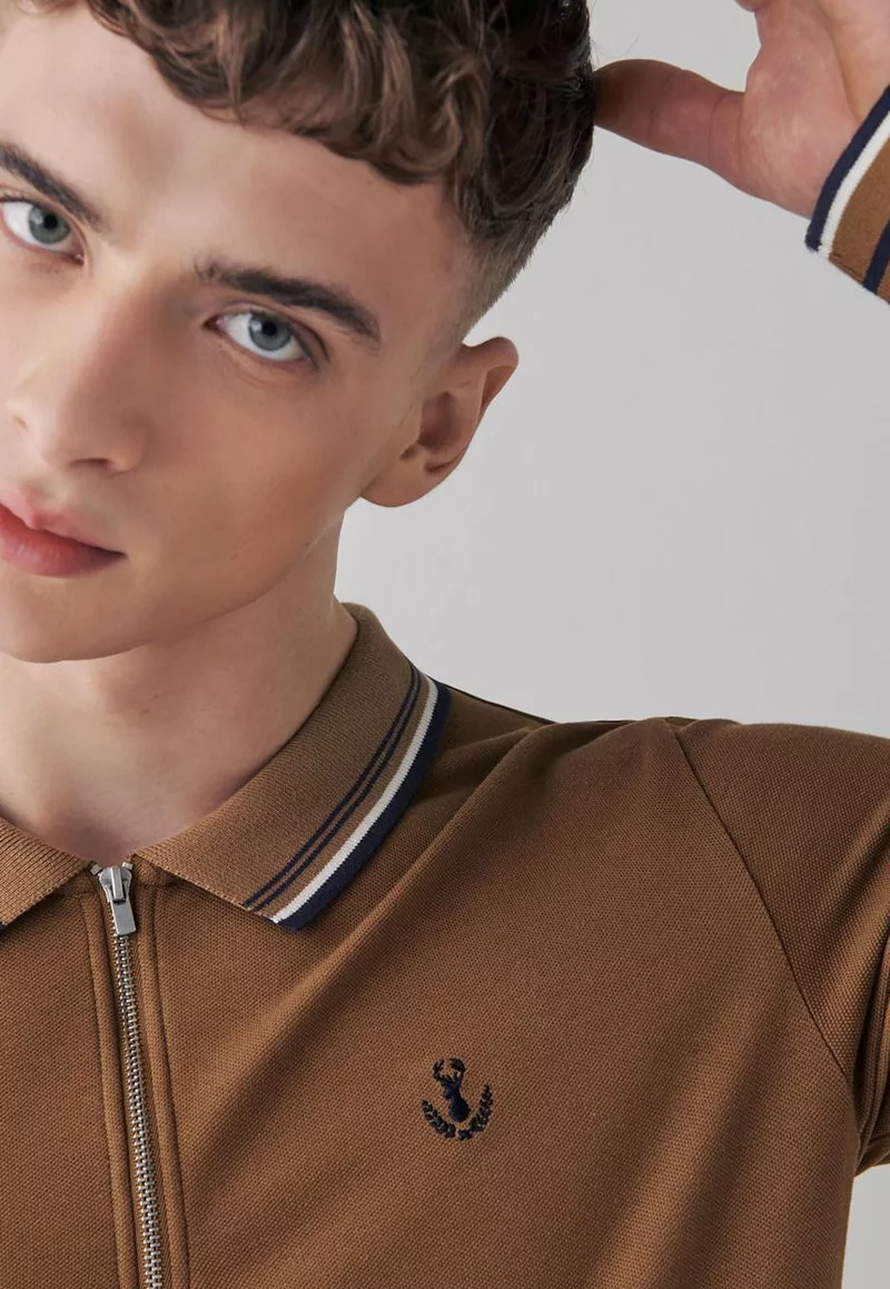 Next Herren ZIP - Poloshirt - Tan 4 Next Herren ZIP - Poloshirt - Tan – Bild 4