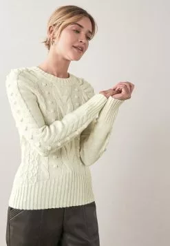 Next PUFF SLEEVE CABLE - Strickpullover - Off-white | Damen