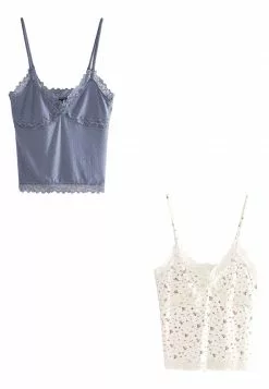 Next Damen 2 PACK - Nachtwäsche Shirt - Cream Blue