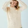 Next Damen POM POM HEART CREW NECK - Strickpullover - Off White