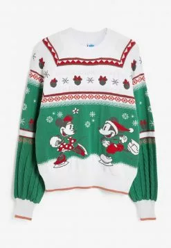 Next Damen CHRISTMAS - Strickpullover - Green, White