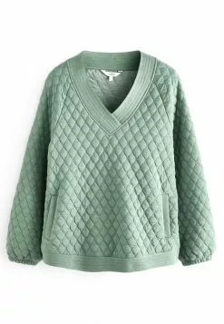 Next QUILTED V NECK - Sweatshirt - Green | Damen -Next Großes Kaufhaus 150ac607d89c41738592dd19eee8b88c