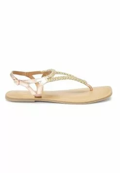 Next Damen FOREVER COMFORT JEWELLED PLAITED - Zehentrenner - Gold
