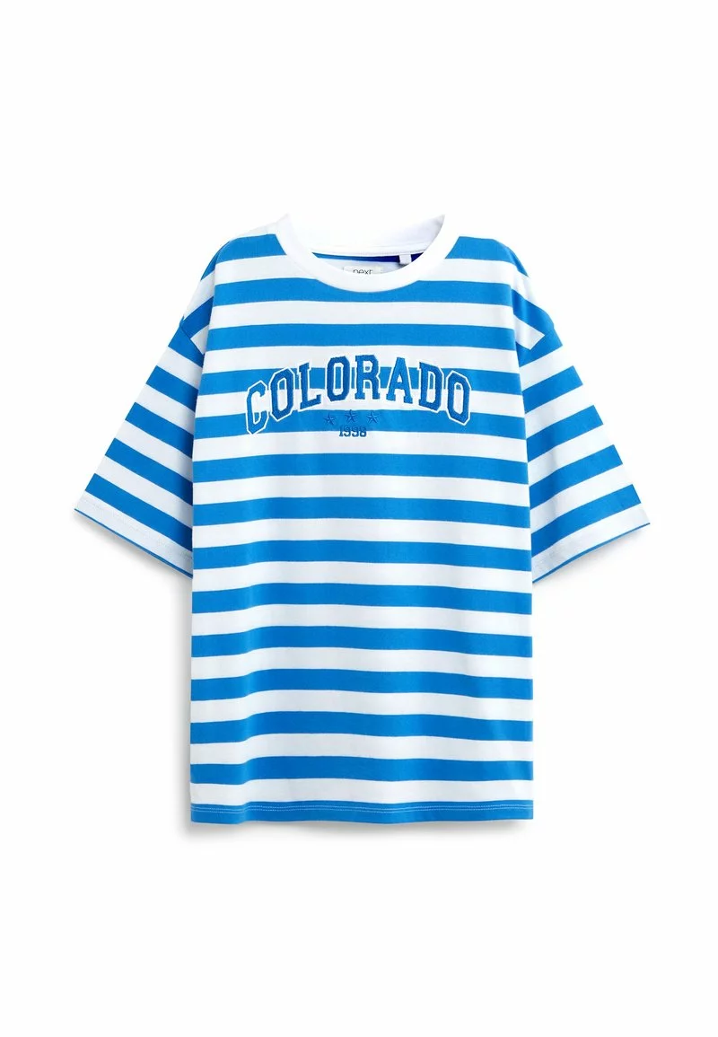 Next Kinder STRIPE COLORADO EMBROIDERY - T-Shirt Print - Blue White 1 Next Kinder STRIPE COLORADO EMBROIDERY - T-Shirt Print - Blue White