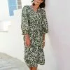 Next Damen KIMONO WRAP DRESS - Freizeitkleid - Green Floral