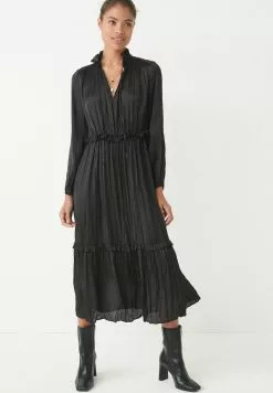 Next Damen TIE NECK SATIN MIDI - Freizeitkleid - Black