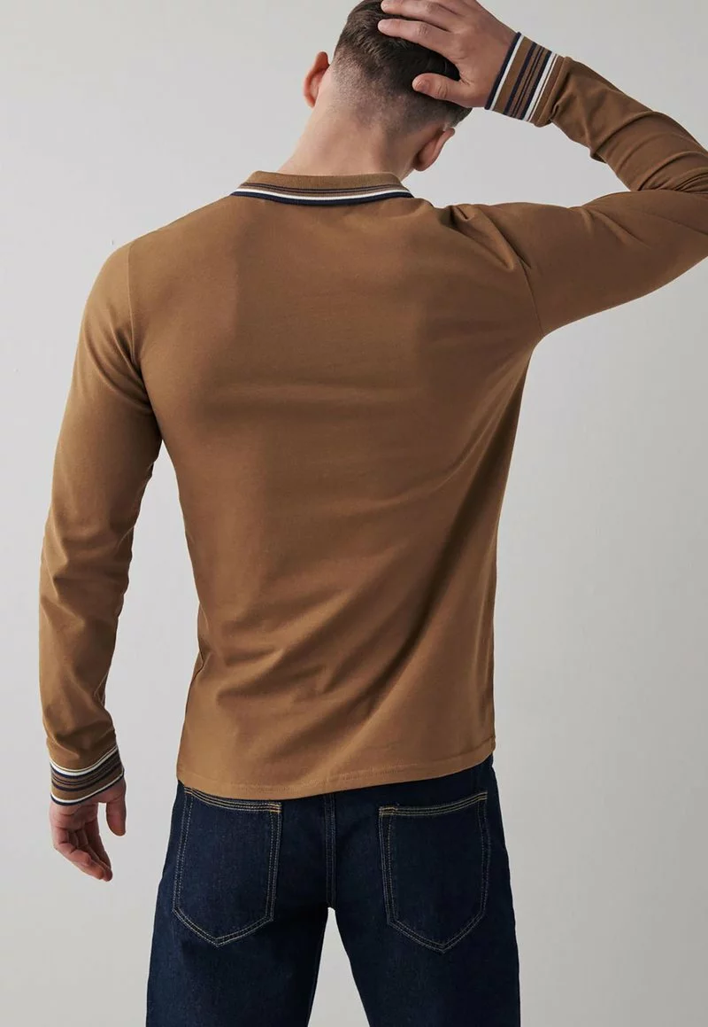 Next Herren ZIP - Poloshirt - Tan 3 Next Herren ZIP - Poloshirt - Tan – Bild 3