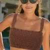 Next Damen SHIRRED SWIMWEAR - Bikini-Top - Chocolate Brown