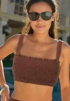 Next Damen SHIRRED SWIMWEAR - Bikini-Top - Chocolate Brown