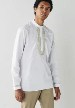 Next Herren EMBROIDERED REGULAR LENGTH KURTA - Hemd - White