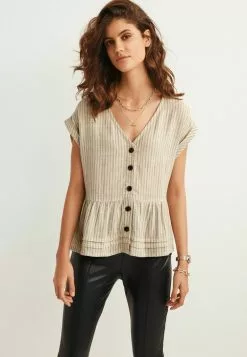 Next Damen BUTTON THROUGH TOP - Bluse - Off White
