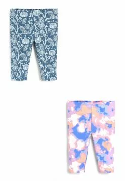 Next Kinder 2 PACK CROPPED - Leggings - Hosen - Blue Pink Tie Dye And Summer Print