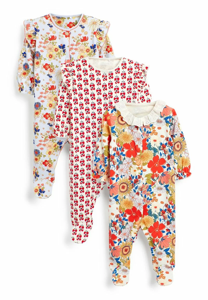 Next Kinder 3PACK - Strampler - Red Floral 1 Next Kinder 3PACK - Strampler - Red Floral