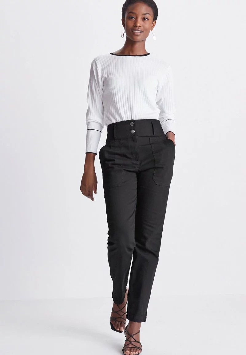 Next Damen HIGH WAIST - Stoffhose - Black 2 Next Damen HIGH WAIST - Stoffhose - Black – Bild 2