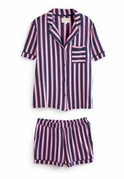 Next Damen SET - Nachtwäsche Set - Navy Blue Pink Stripe