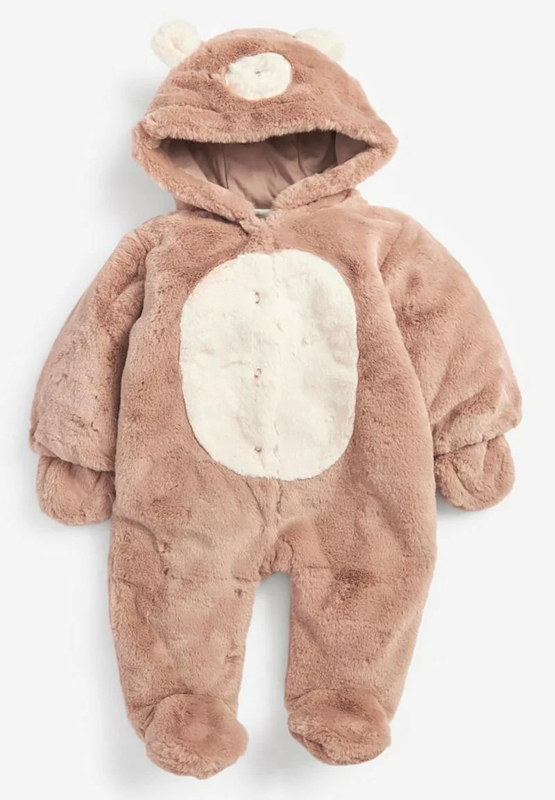 Next Kinder HOODED BEAR PRAMSUIT - Jumpsuit - Light Brown 1 Next Kinder HOODED BEAR PRAMSUIT - Jumpsuit - Light Brown