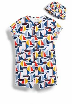 Next Kinder ROMPER WITH BUCKET SET - Jumpsuit - Blue Geometric Boat