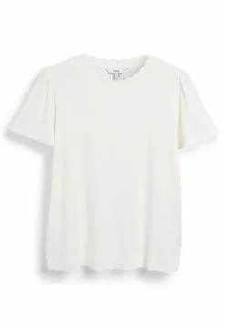 Next Damen SCALLOP SHORT SLEEVE - T-Shirt Basic - Off-white -Next Großes Kaufhaus 2e29259d9d6e4c2da41843c23cbc673e