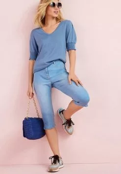 Next Damen PEDAL PUSHER - Jeans Shorts - Mid Blue