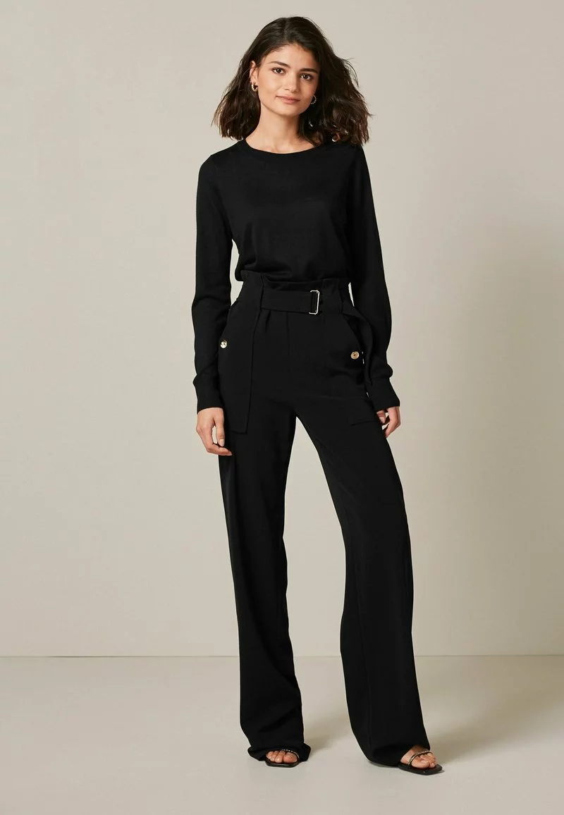 Next Damen BUTTON DETAIL LIGHTWEIGHT - Strickpullover - Black 1 Next Damen BUTTON DETAIL LIGHTWEIGHT - Strickpullover - Black