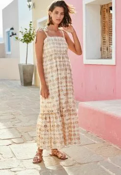 Next Damen BRODERIE - Freizeitkleid - White Ecru