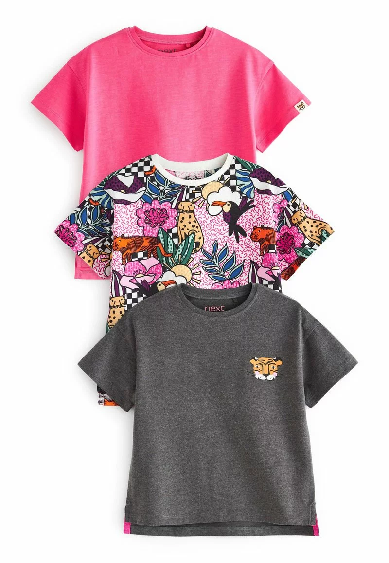 Next Kinder 3 PACK - T-Shirt Print - Pink /black 1 Next Kinder 3 PACK - T-Shirt Print - Pink /black