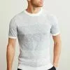 Next Herren KNITTED - T-Shirt Print - Blue Ecru White Ombre Stripe