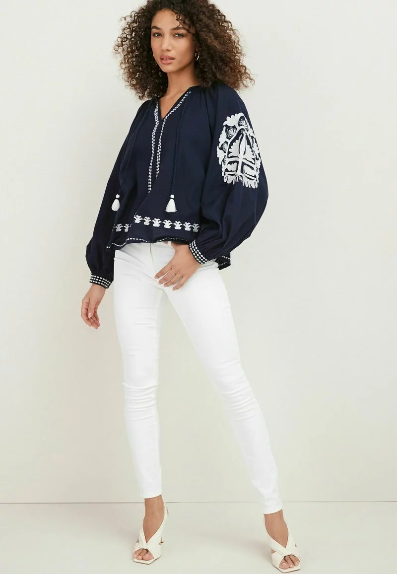 Next Damen TASSEL NECK DETAIL KAFTAN - Bluse - Navy Blue 2 Next Damen TASSEL NECK DETAIL KAFTAN - Bluse - Navy Blue – Bild 2