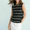 Damen NEXT CREW NECK TANK - Top - Black White Stripe