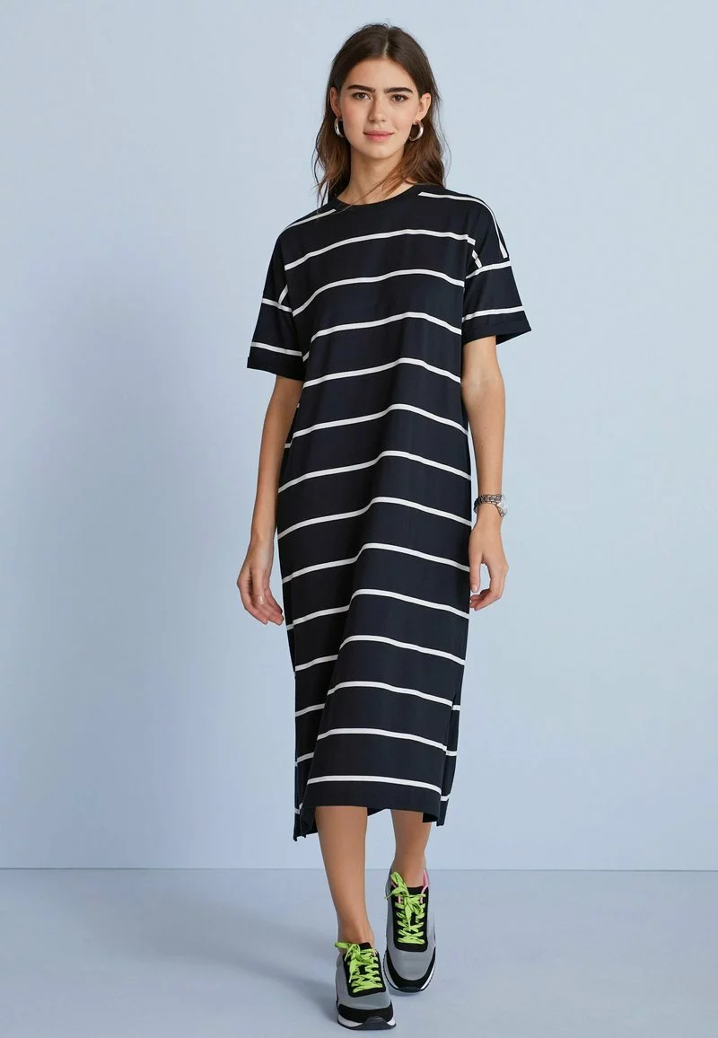 Next Damen SHORT SLEEVE - Jerseykleid - Black White Stripe 1 Next Damen SHORT SLEEVE - Jerseykleid - Black White Stripe