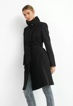 Next Damen STUDDED SLEEVE FUNNEL - Trenchcoat - Black