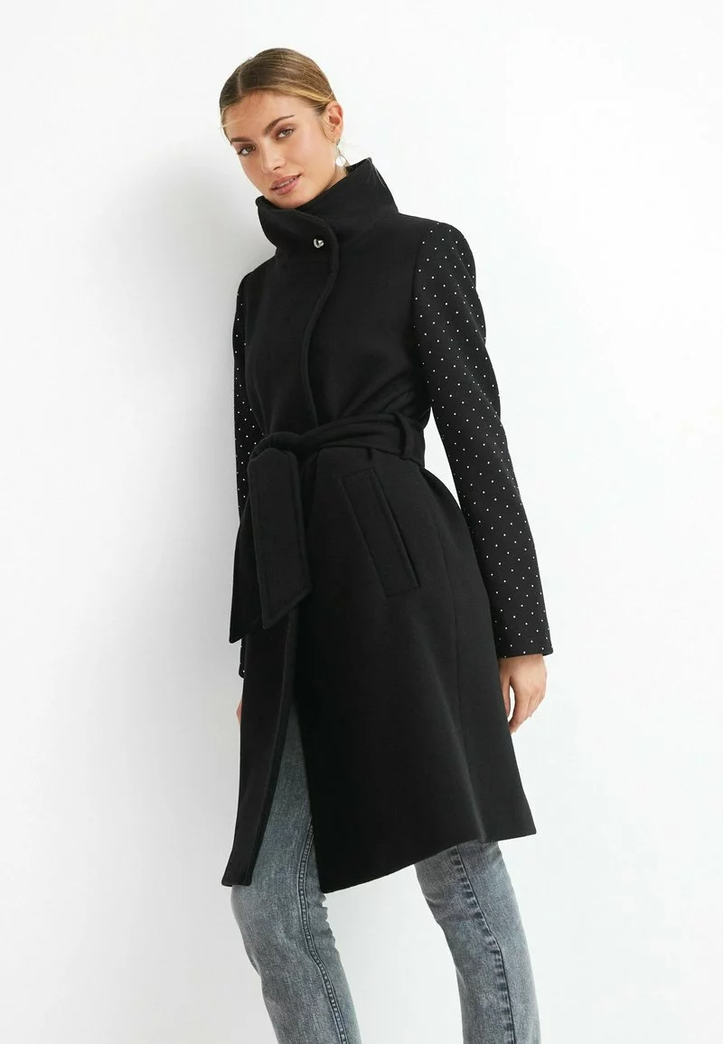 Next Damen STUDDED SLEEVE FUNNEL - Trenchcoat - Black 1 Next Damen STUDDED SLEEVE FUNNEL - Trenchcoat - Black