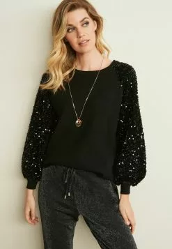 Next Damen SEQUIN - Strickpullover - Black