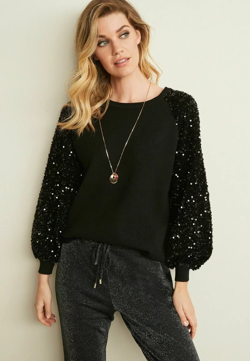 Next Damen SEQUIN - Strickpullover - Black 1 Next Damen SEQUIN - Strickpullover - Black