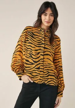 Next Damen TRIM DETAIL - Hemdbluse - Ochre Yellow Black Animal