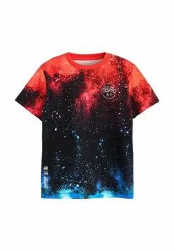 Next Kinder T-Shirt Print - Black Red Blue Splat