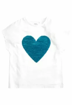 Next Kinder FLIPPY SEQUIN HEART - T-Shirt Print - White Blue -Next Großes Kaufhaus 3e48a92fb41a4848a25a2c29cbaab8e3
