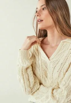 Next Damen COLLAR CABLE - Strickpullover - Off White -Next Großes Kaufhaus 3e5221d68f784248b14743178716012b