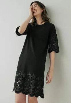 Next Damen PRINT CUT-OUT LONG SLEEVE - Freizeitkleid - Black