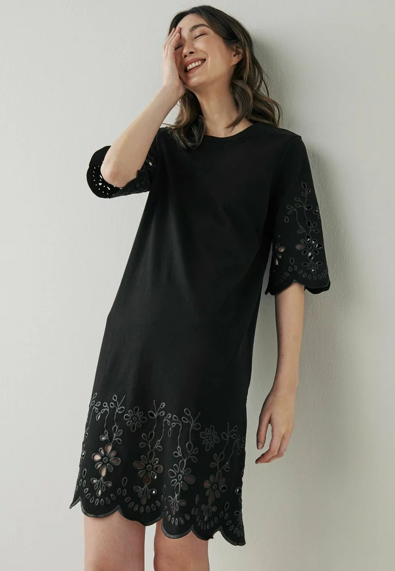 Next Damen PRINT CUT-OUT LONG SLEEVE - Freizeitkleid - Black 1 Next Damen PRINT CUT-OUT LONG SLEEVE - Freizeitkleid - Black