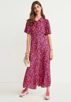 Next Damen Maxikleid - Pink Animal Print