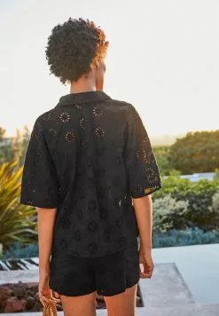 Next Damen SHORT SLEEVE - Hemdbluse - Black -Next Großes Kaufhaus 4370aade72564795bd5b44f84c83093d