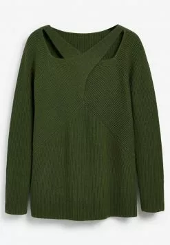 Next Damen CROSS OVER DETAIL NECK - Strickpullover - Khaki -Next Großes Kaufhaus 44516297f2c24c628f8829b7573b9e74