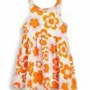 Next Kinder TIE SHOULDER JERSEY - Freizeitkleid - Orange Floral