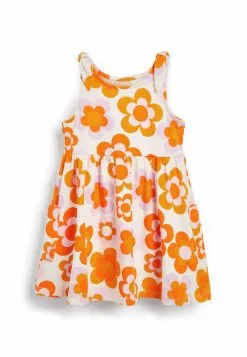 Next Kinder TIE SHOULDER JERSEY - Freizeitkleid - Orange Floral